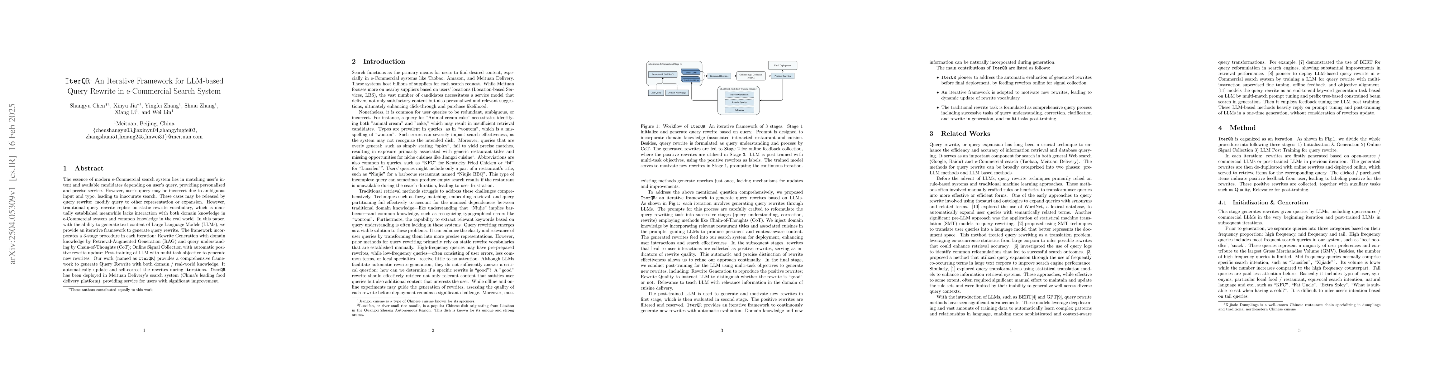 Thumbnail for IterQR: An Iterative Framework for LLM-based Query Rewrite in
  e-Commercial Search System