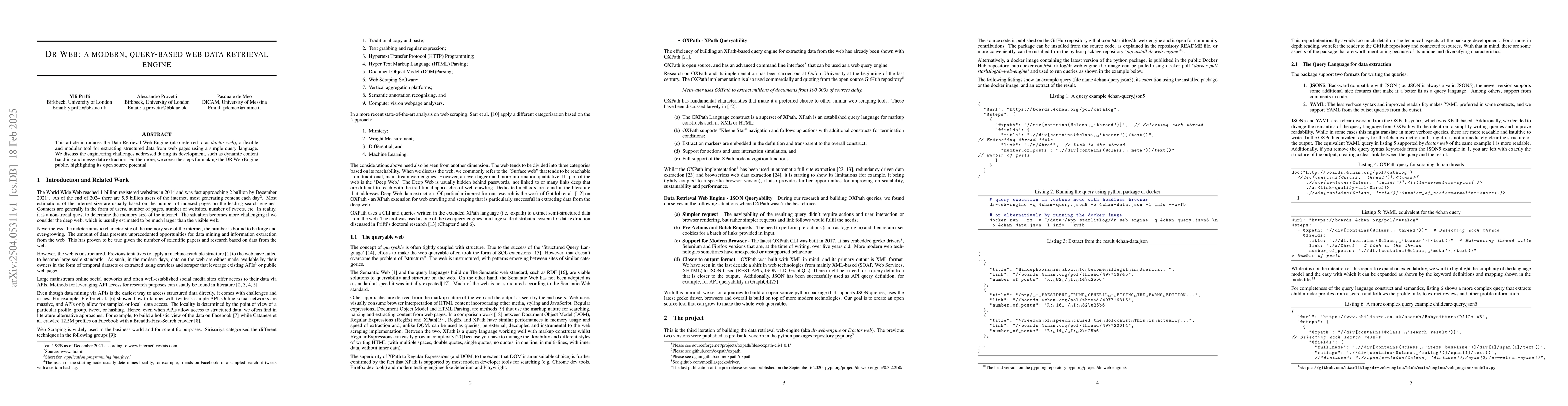 Thumbnail for Dr Web: a modern, query-based web data retrieval engine
