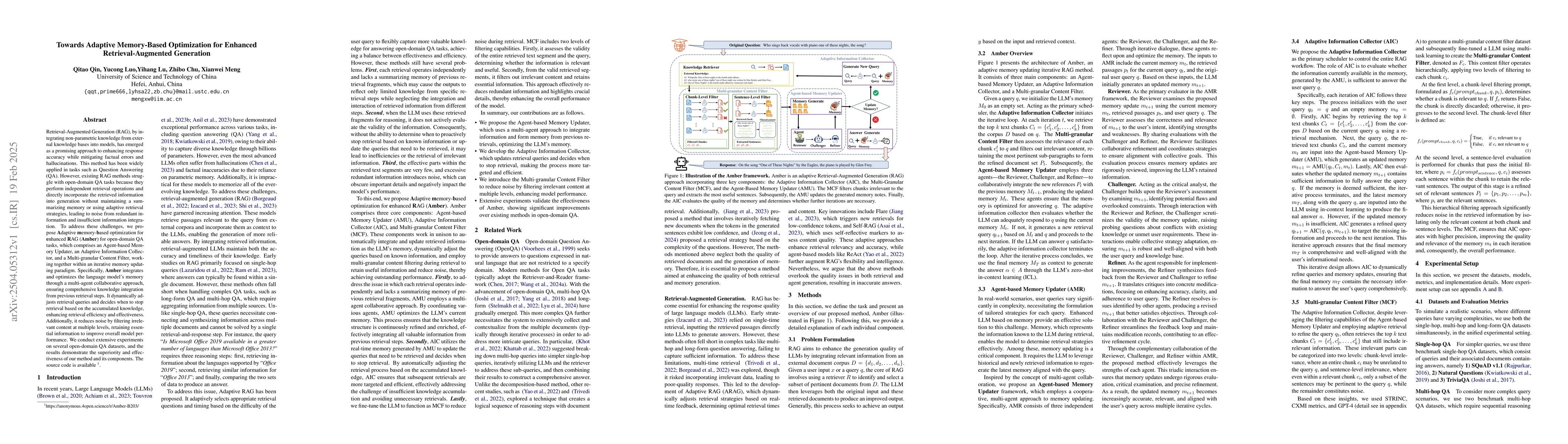 Thumbnail for Towards Adaptive Memory-Based Optimization for Enhanced
  Retrieval-Augmented Generation