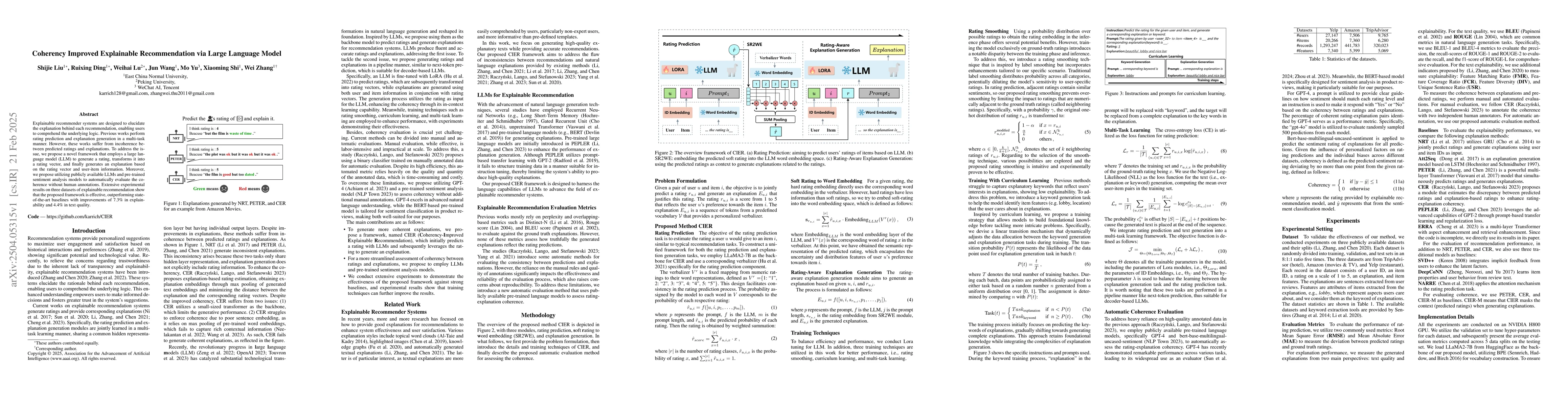 Thumbnail for Coherency Improved Explainable Recommendation via Large Language Model
