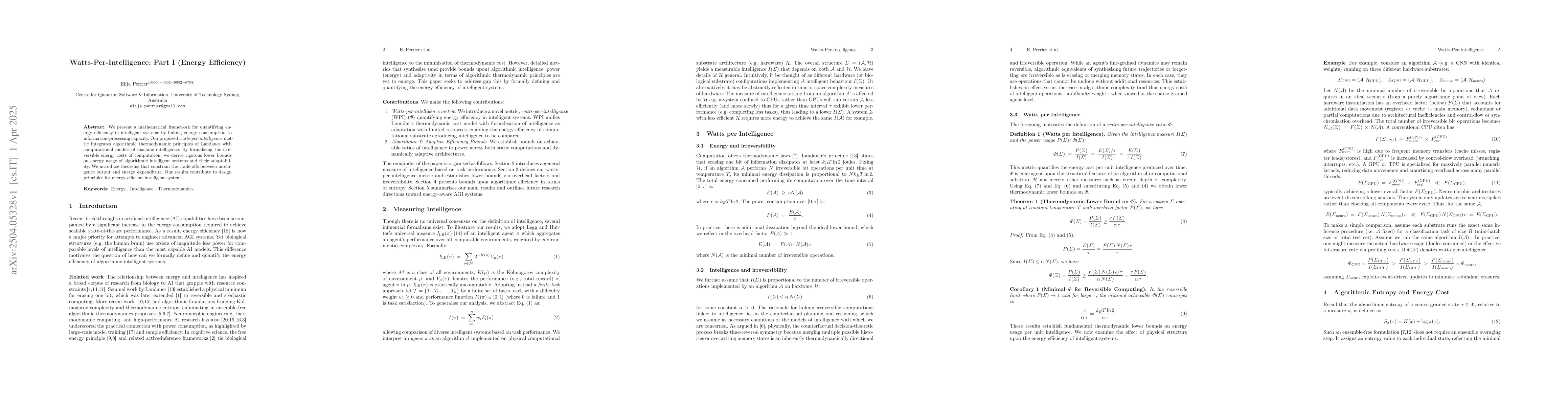 Thumbnail for Watts-Per-Intelligence: Part I (Energy Efficiency)