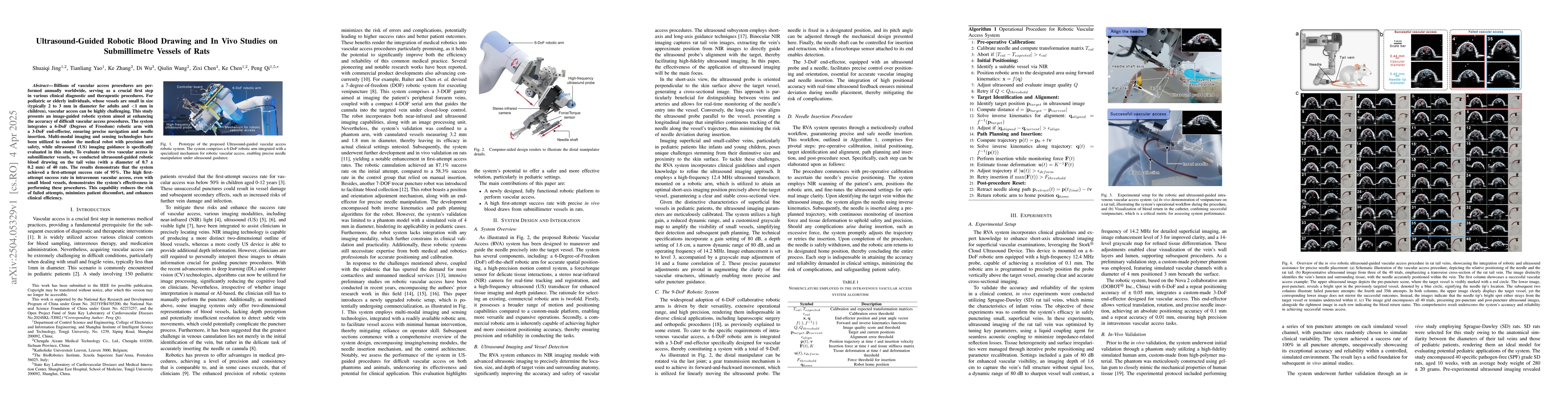 Thumbnail for Ultrasound-Guided Robotic Blood Drawing and In Vivo Studies on
  Submillimetre Vessels of Rats