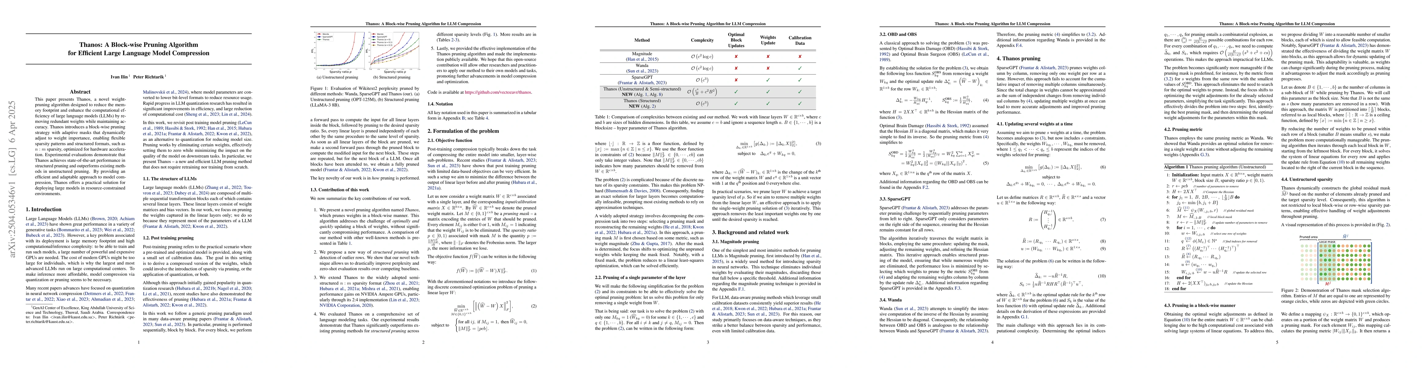 Thumbnail for Thanos: A Block-wise Pruning Algorithm for Efficient Large Language
  Model Compression