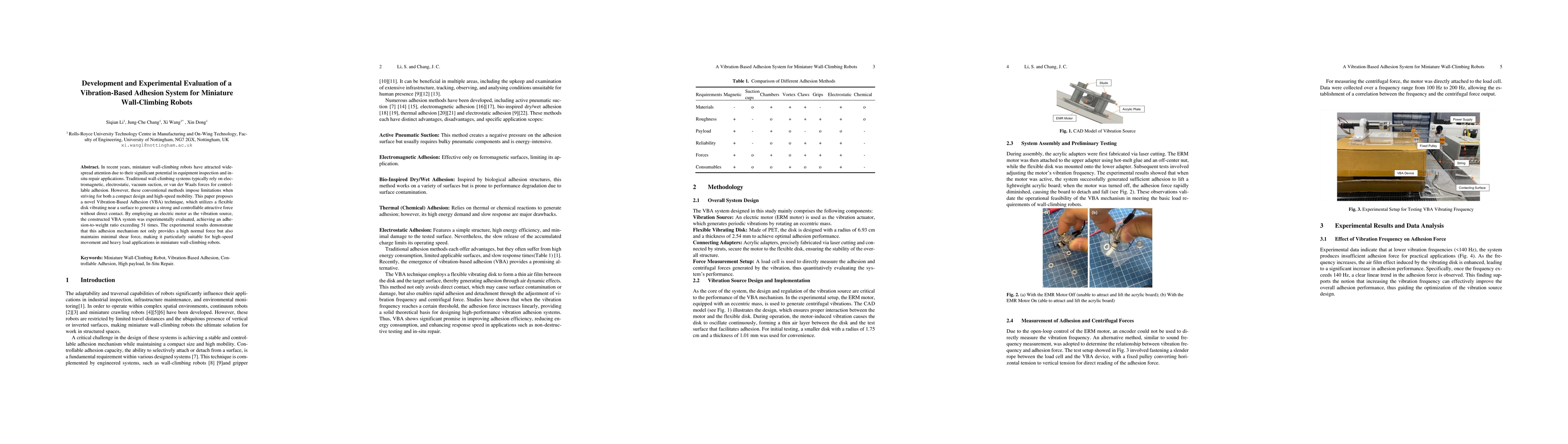 Thumbnail for Development and Experimental Evaluation of a Vibration-Based Adhesion
  System for Miniature Wall-Climbing Robots