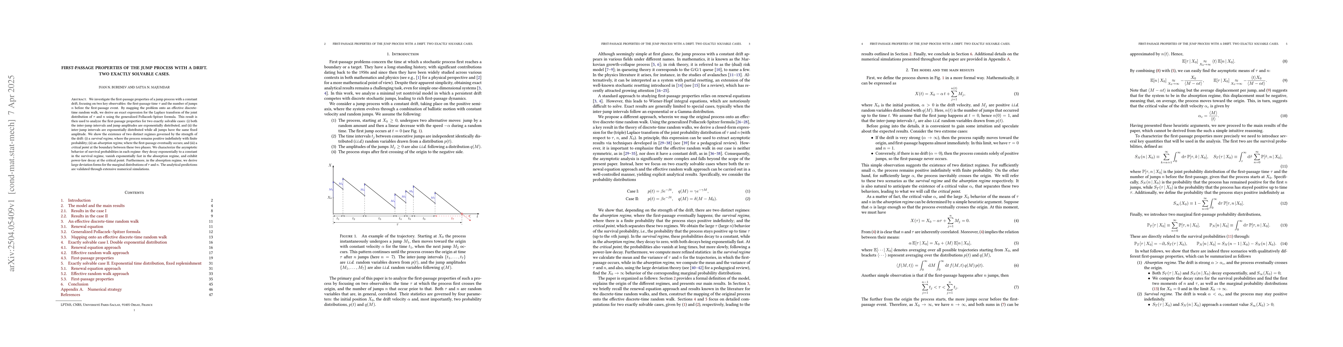 Thumbnail for First-passage properties of the jump process with a drift. Two exactly
  solvable cases