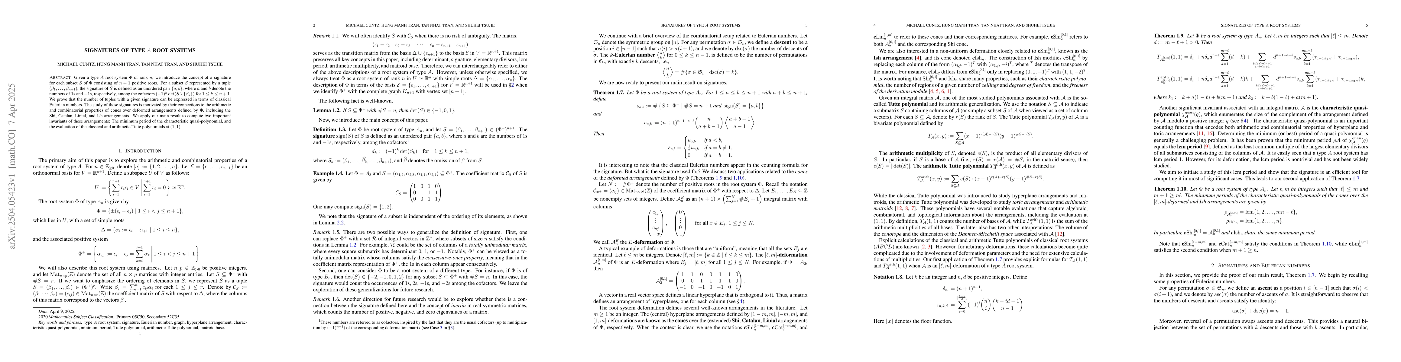Thumbnail for Signatures of Type $A$ Root Systems