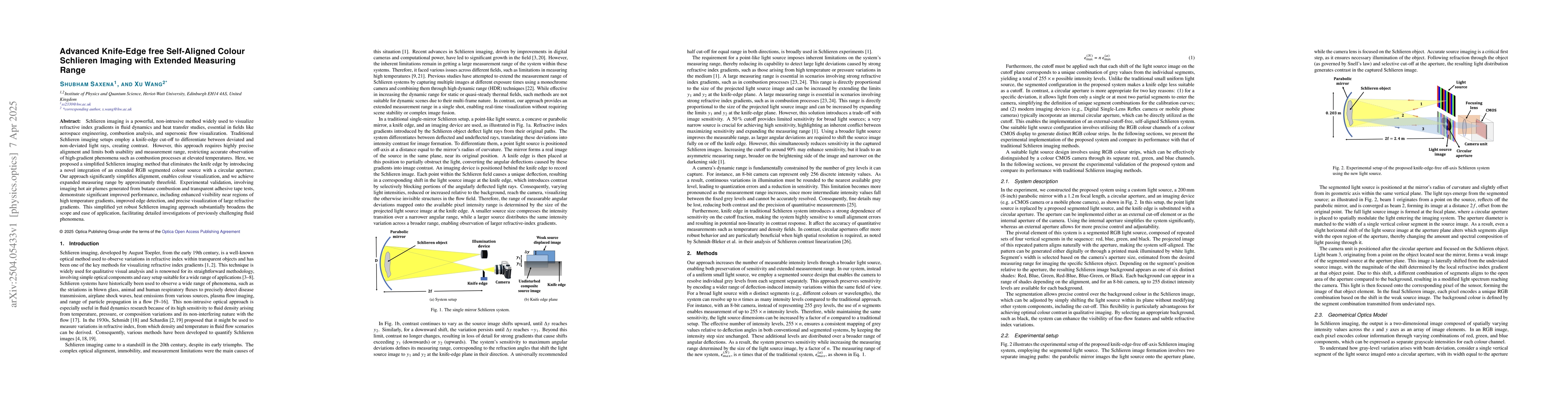 Thumbnail for Advanced Knife-Edge free Self-Aligned Colour Schlieren Imaging with
  Extended Measuring Range