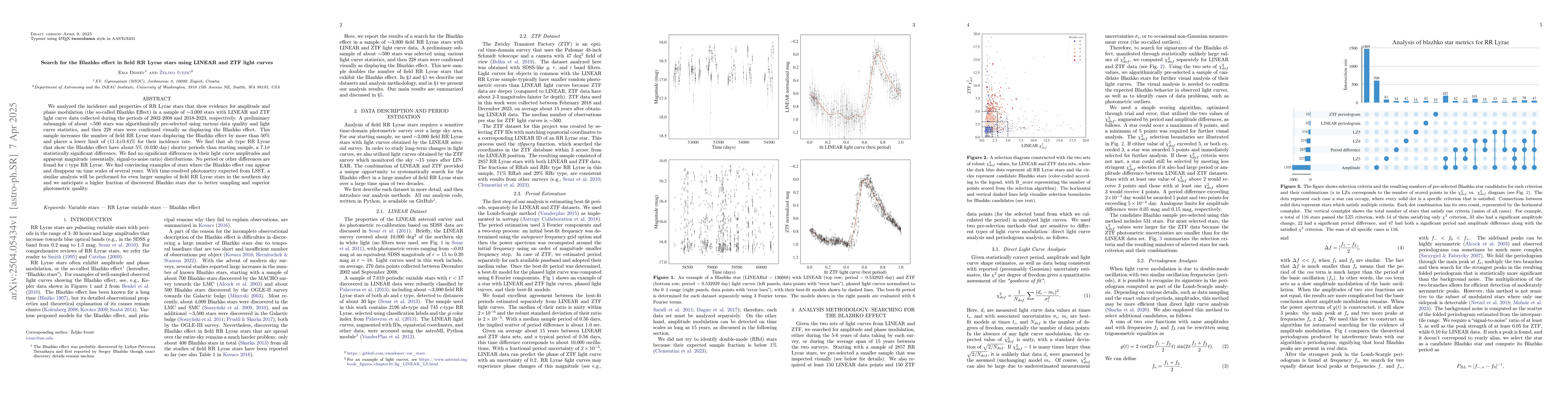 Thumbnail for Search for the Blazhko effect in field RR Lyrae stars using LINEAR and
  ZTF light curves
