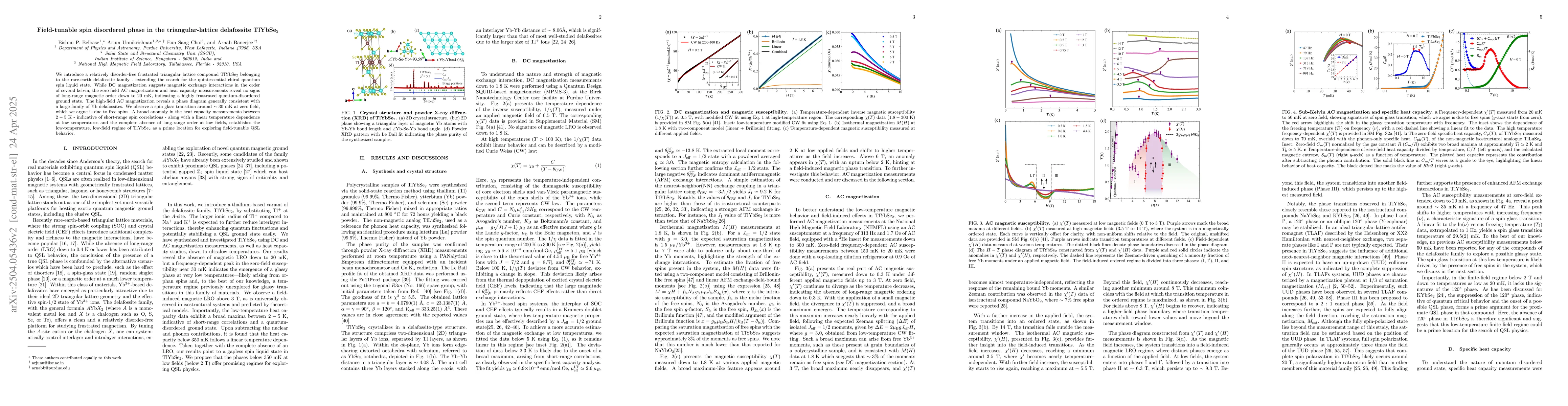 Thumbnail for Field-tunable spin disordered phase in the triangular-lattice
  delafossite TlYbSe2