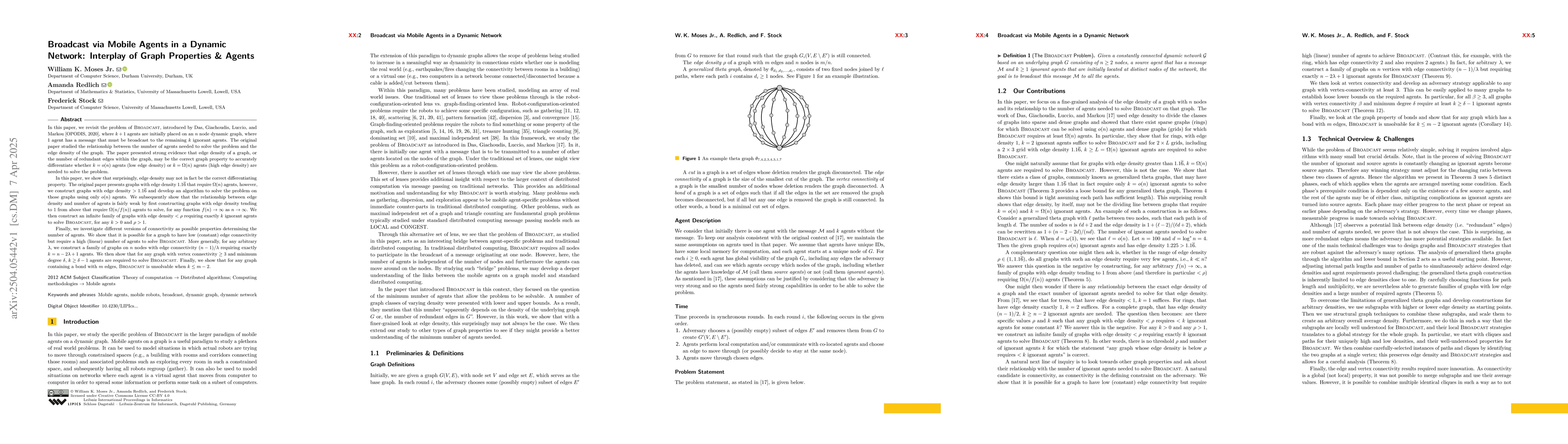 Thumbnail for Broadcast via Mobile Agents in a Dynamic Network: Interplay of Graph
  Properties & Agents