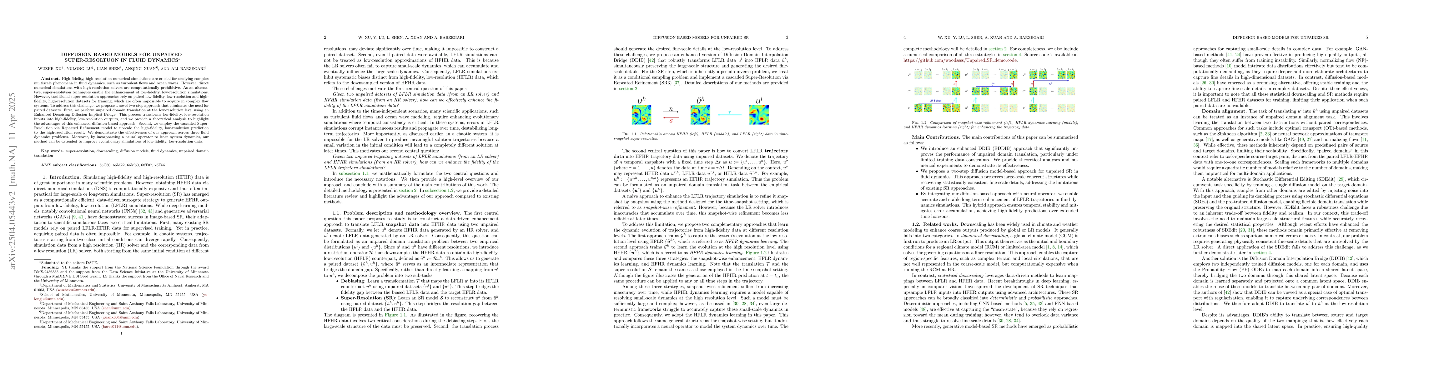 Thumbnail for Diffusion-based Models for Unpaired Super-resolution in Fluid Dynamics