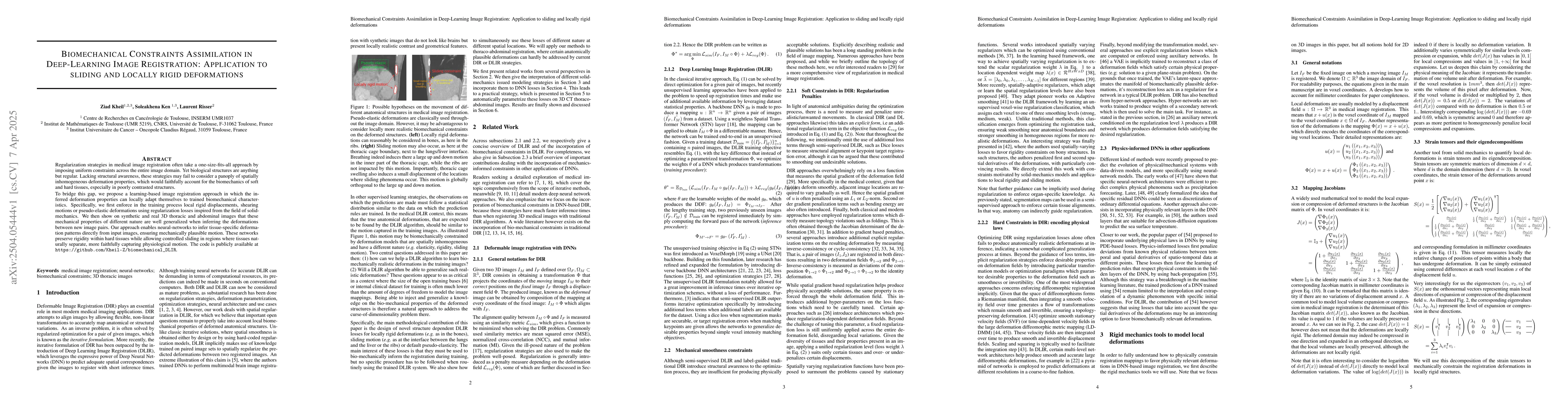 Thumbnail for Biomechanical Constraints Assimilation in Deep-Learning Image
  Registration: Application to sliding and locally rigid deformations