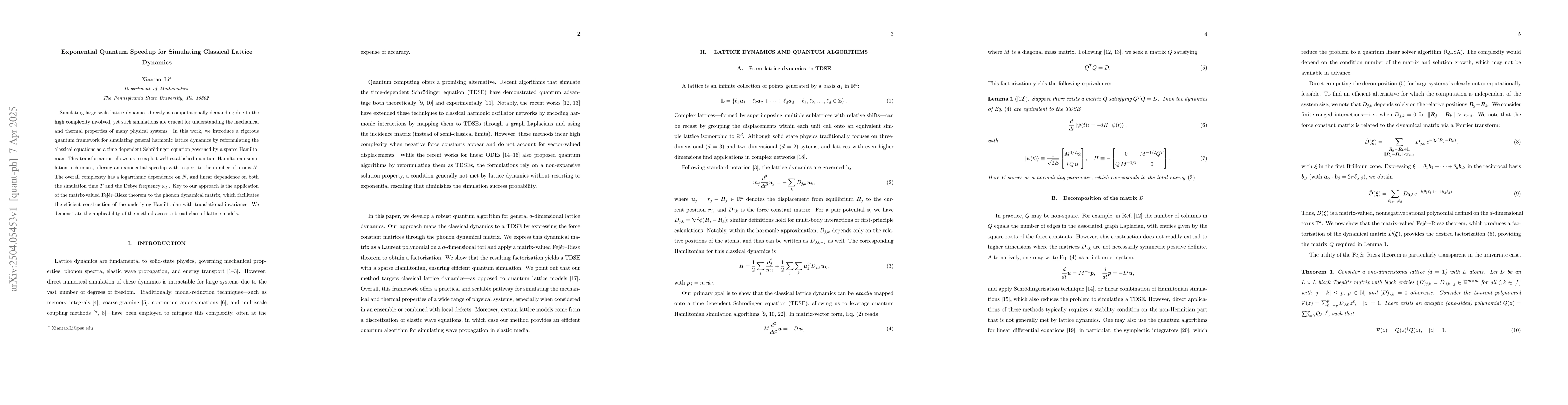 Thumbnail for Exponential Quantum Speedup for Simulating Classical Lattice Dynamics