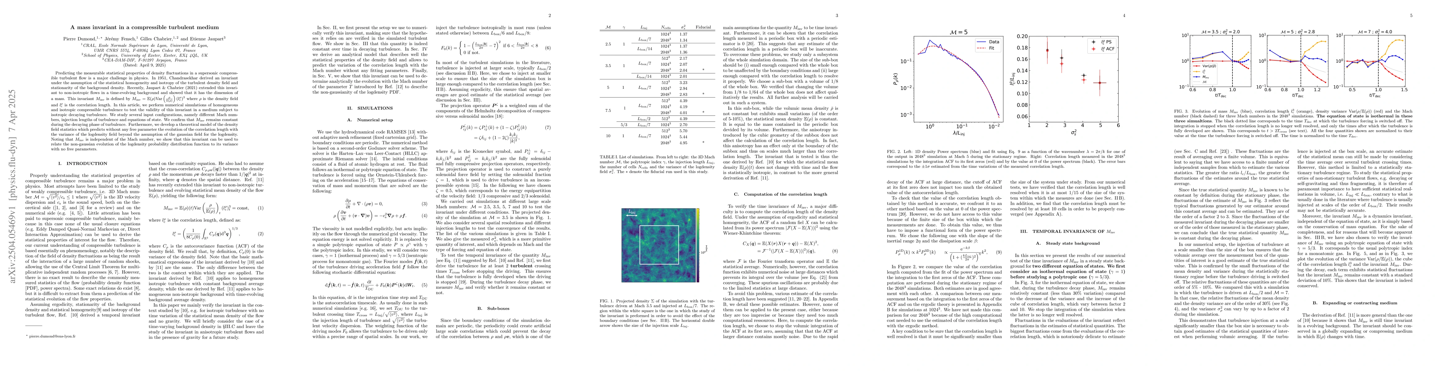Thumbnail for A mass invariant in a compressible turbulent medium