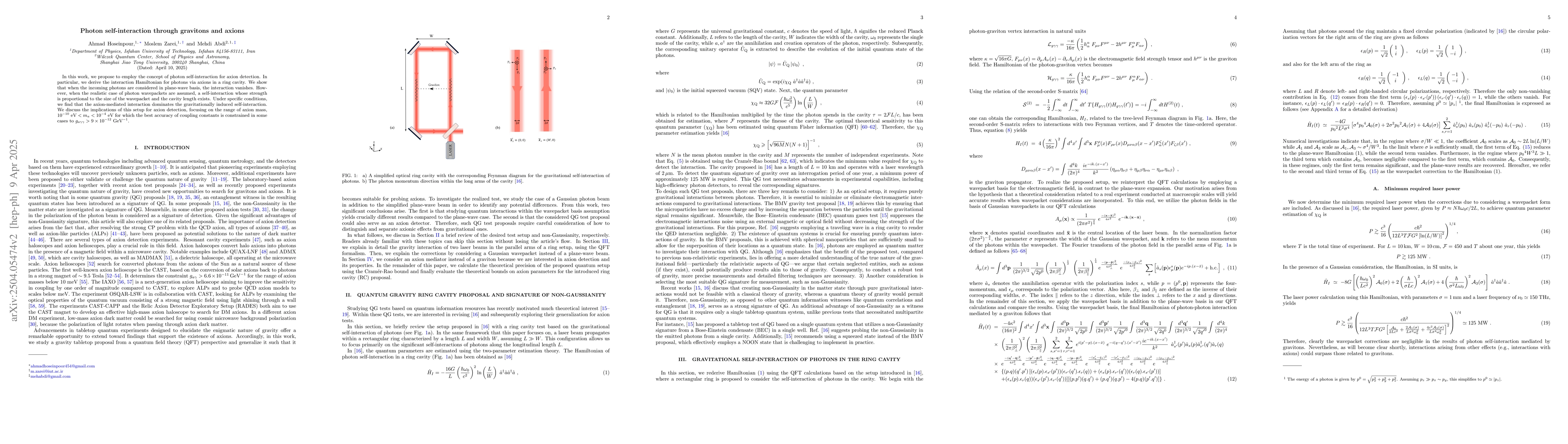 Thumbnail for Photon self-interaction through gravitons and axions