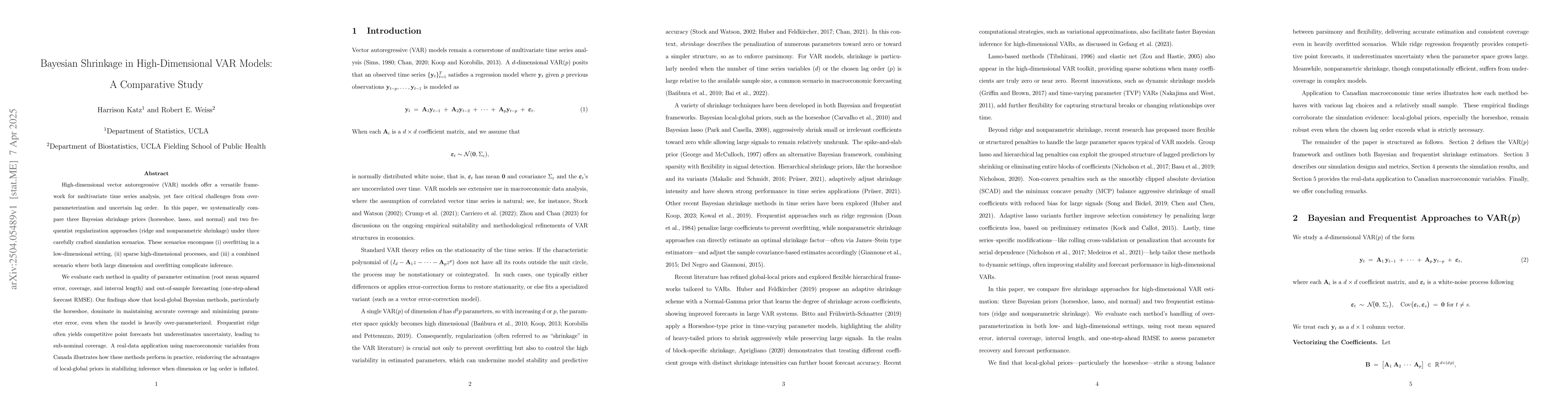 Thumbnail for Bayesian Shrinkage in High-Dimensional VAR Models: A Comparative Study