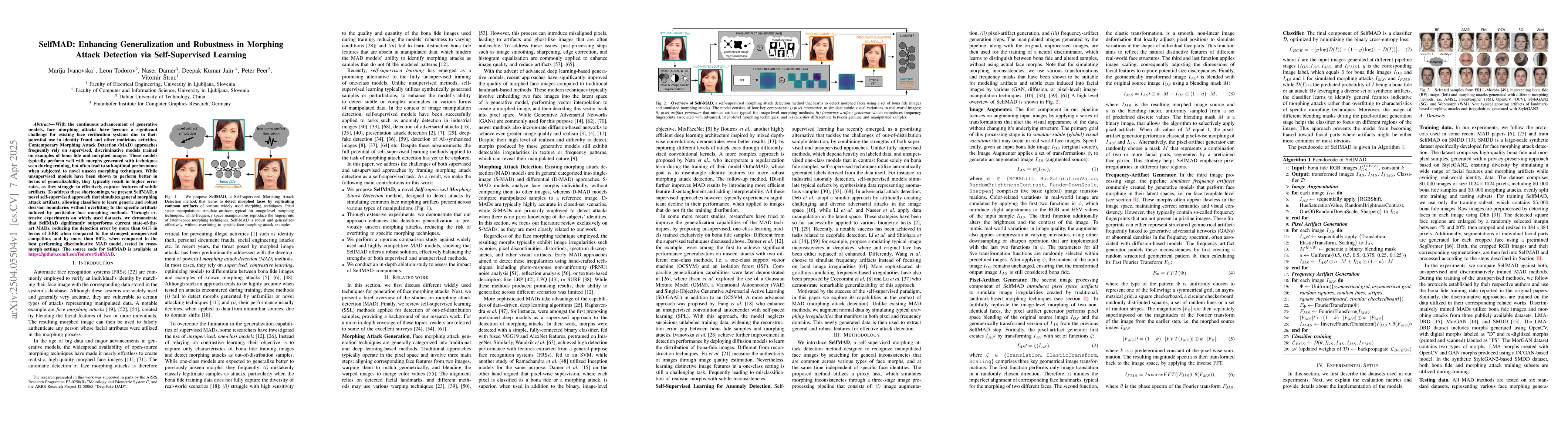 Thumbnail for SelfMAD: Enhancing Generalization and Robustness in Morphing Attack
  Detection via Self-Supervised Learning