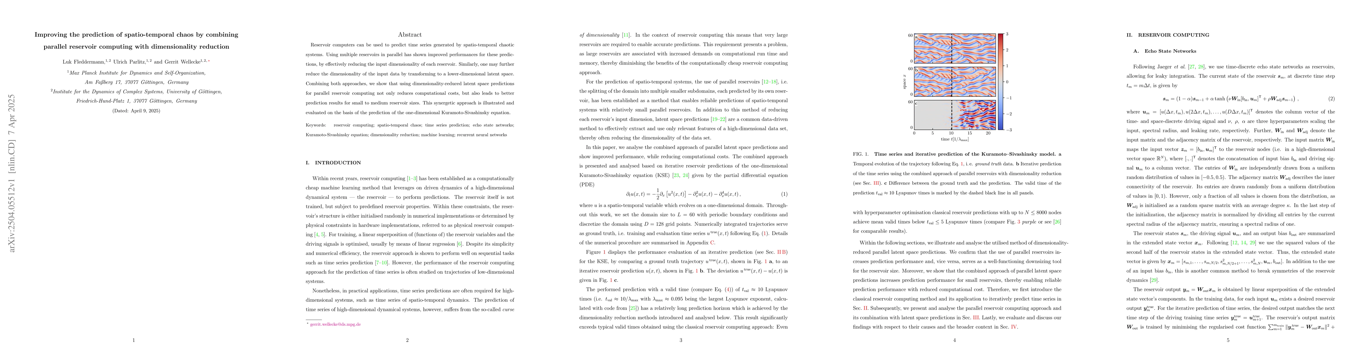 Thumbnail for Improving the prediction of spatio-temporal chaos by combining parallel
  reservoir computing with dimensionality reduction
