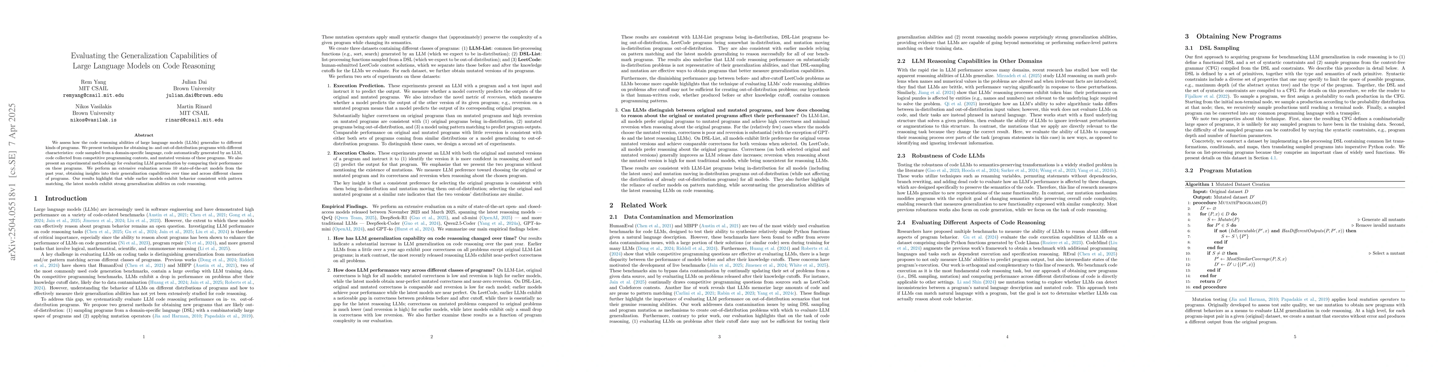 Thumbnail for Evaluating the Generalization Capabilities of Large Language Models on
  Code Reasoning