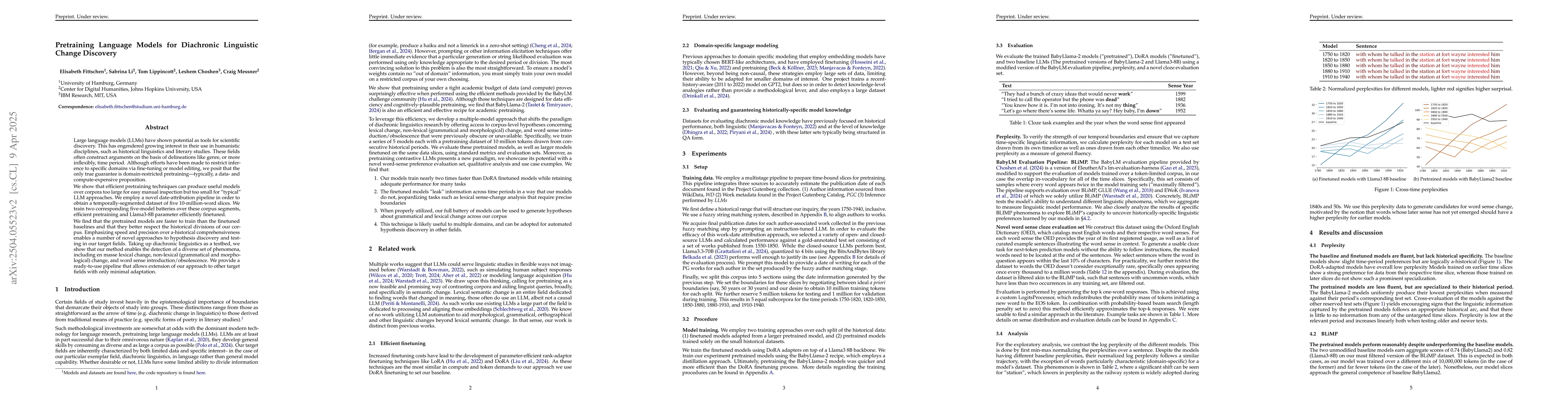 Thumbnail for Pretraining Language Models for Diachronic Linguistic Change Discovery