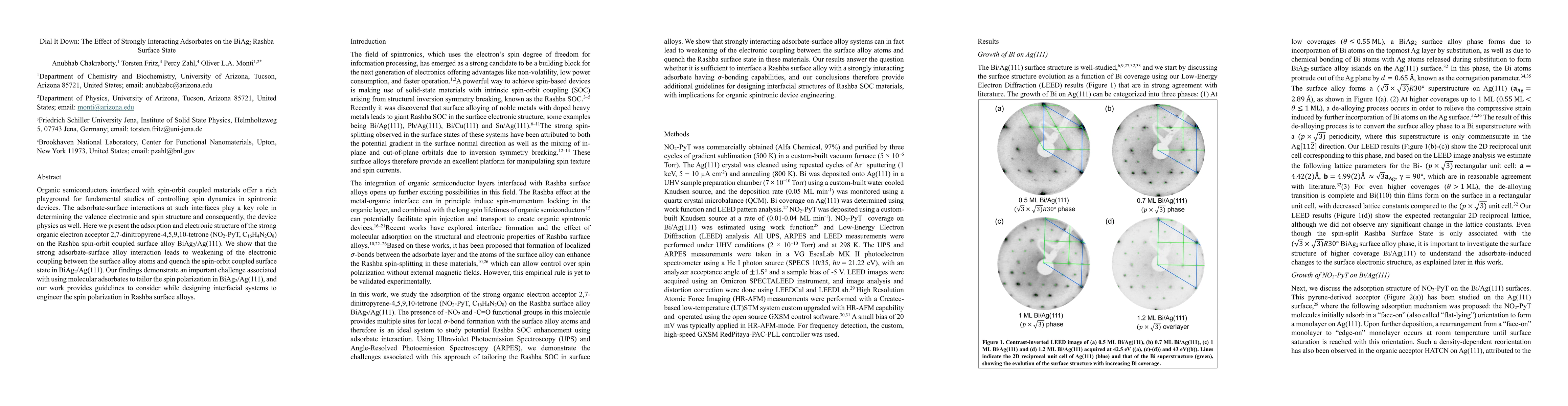 Thumbnail for Dial It Down: The Effect of Strongly Interacting Adsorbates on the BiAg2
  Rashba Surface State