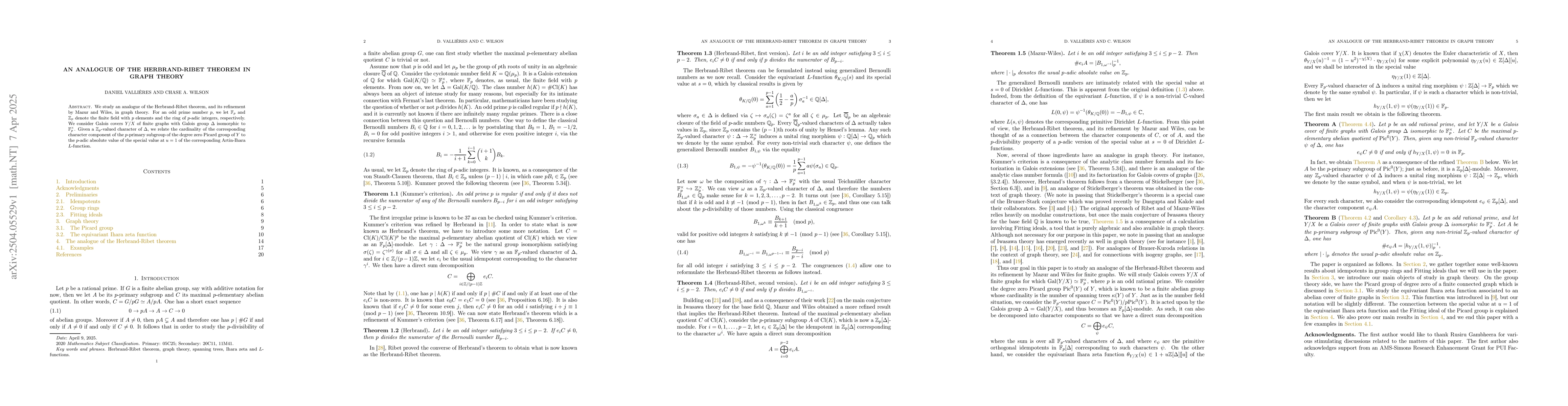 Thumbnail for An analogue of the Herbrand-Ribet theorem in graph theory