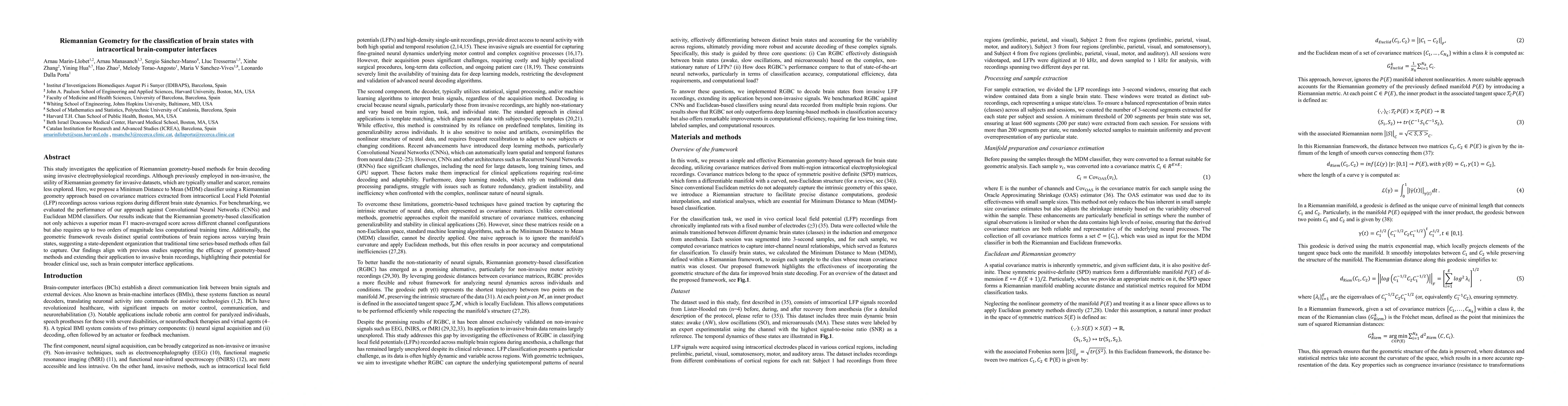 Thumbnail for Riemannian Geometry for the classification of brain states with
  intracortical brain-computer interfaces