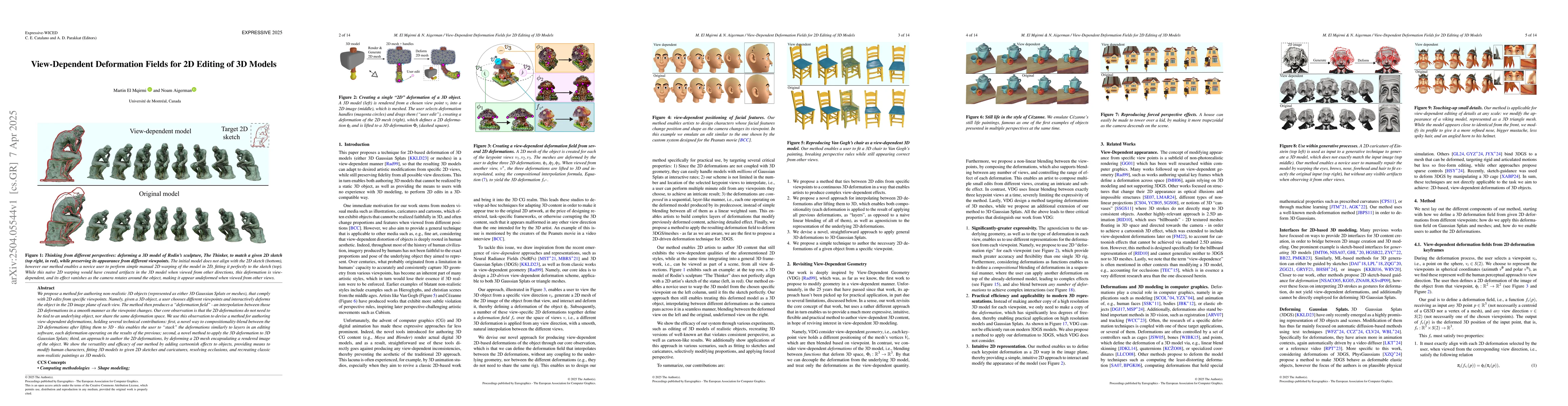 Thumbnail for View-Dependent Deformation Fields for 2D Editing of 3D Models