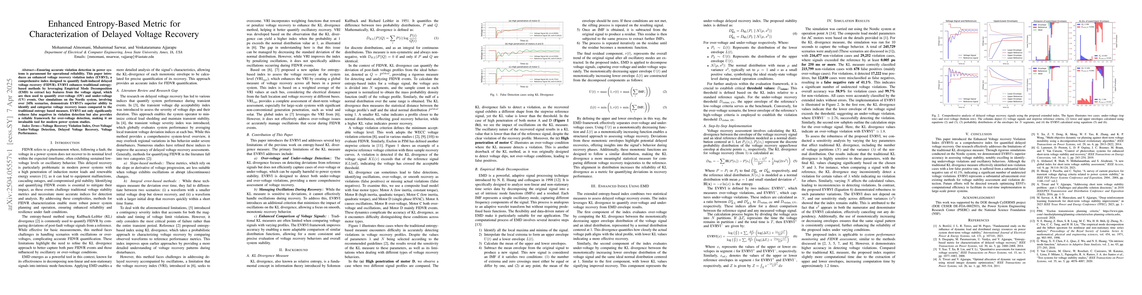 Thumbnail for Enhanced Entropy-Based Metric for Characterization of Delayed Voltage
  Recovery