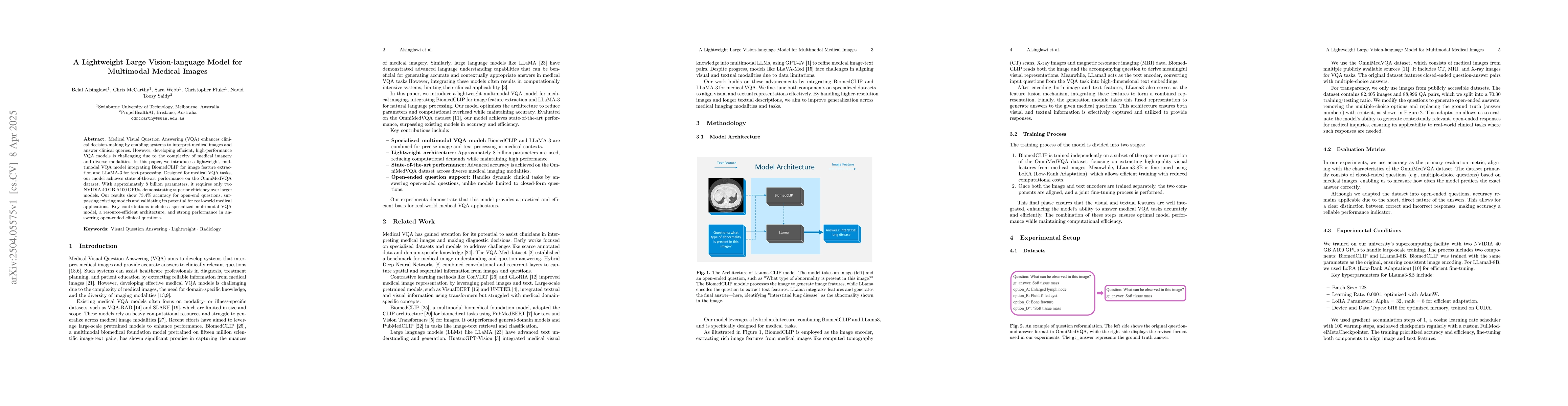 Thumbnail for A Lightweight Large Vision-language Model for Multimodal Medical Images