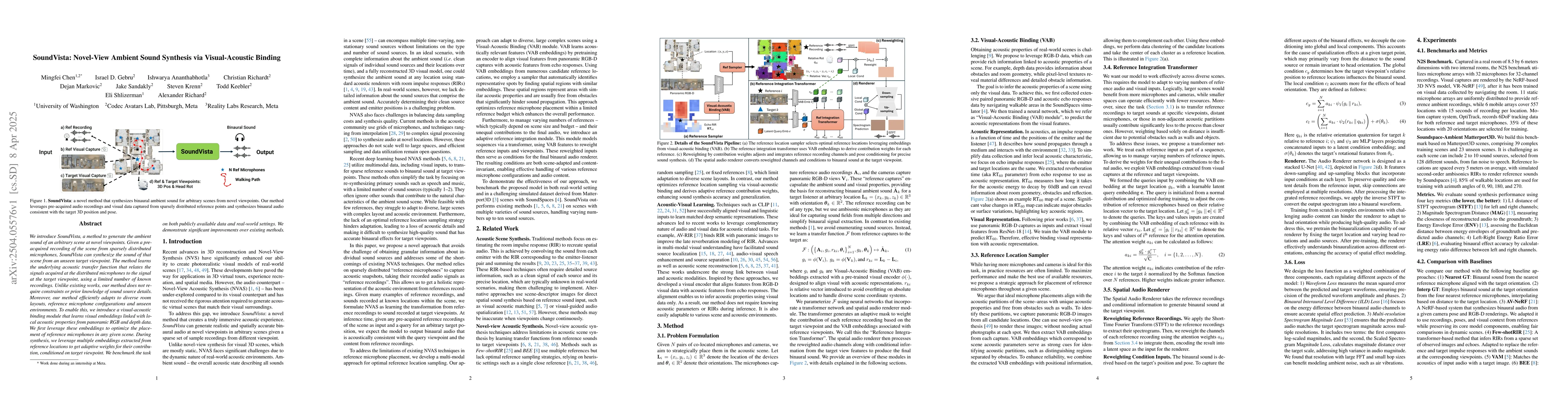 Thumbnail for SoundVista: Novel-View Ambient Sound Synthesis via Visual-Acoustic
  Binding