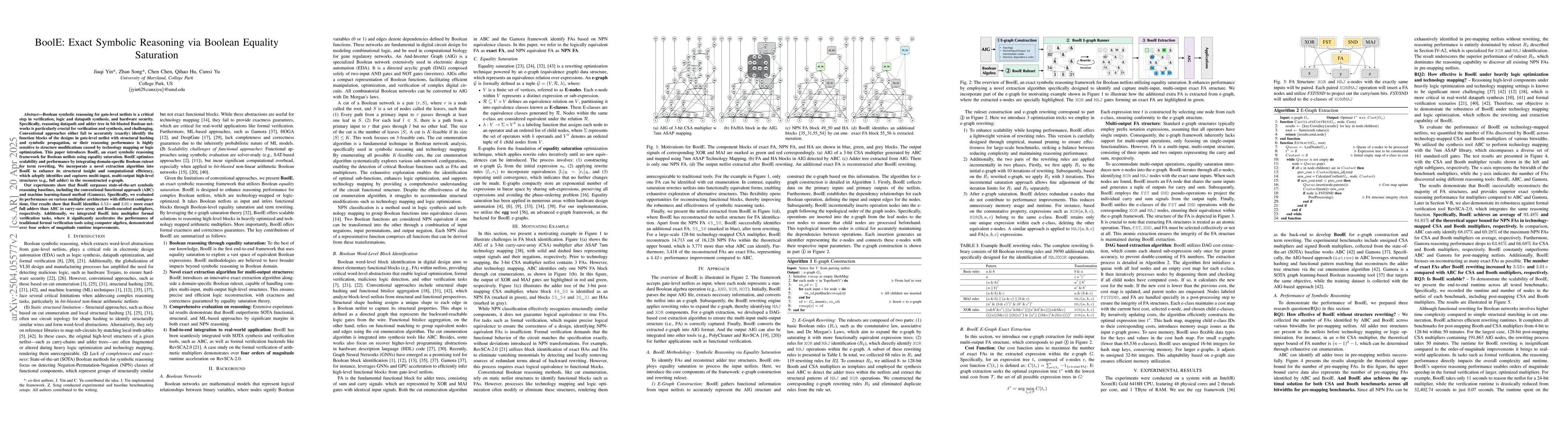 Thumbnail for BoolE: Exact Symbolic Reasoning via Boolean Equality Saturation