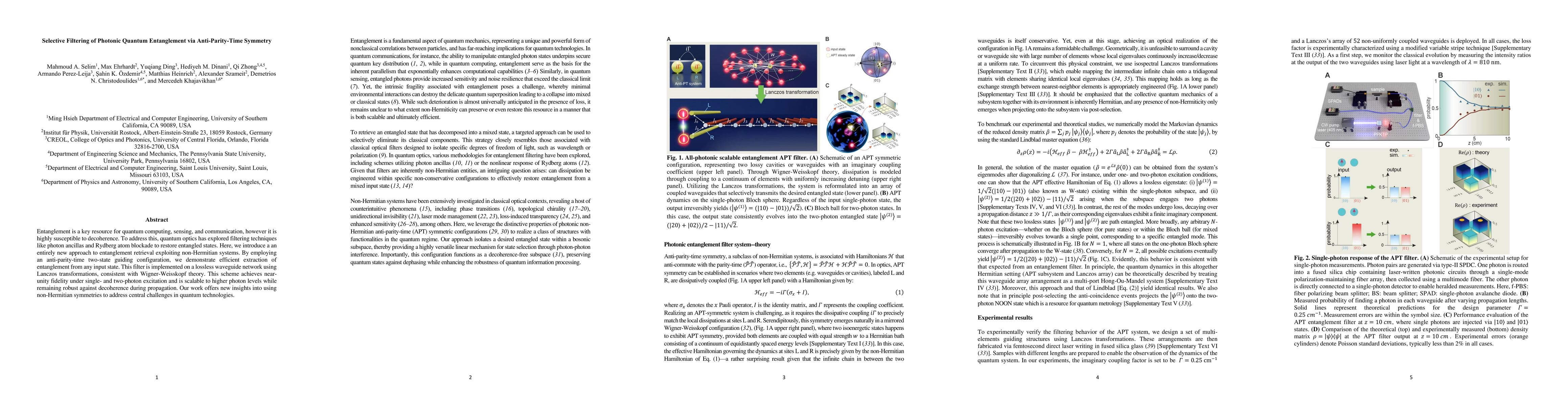 Thumbnail for Selective Filtering of Photonic Quantum Entanglement via
  Anti-Parity-Time Symmetry