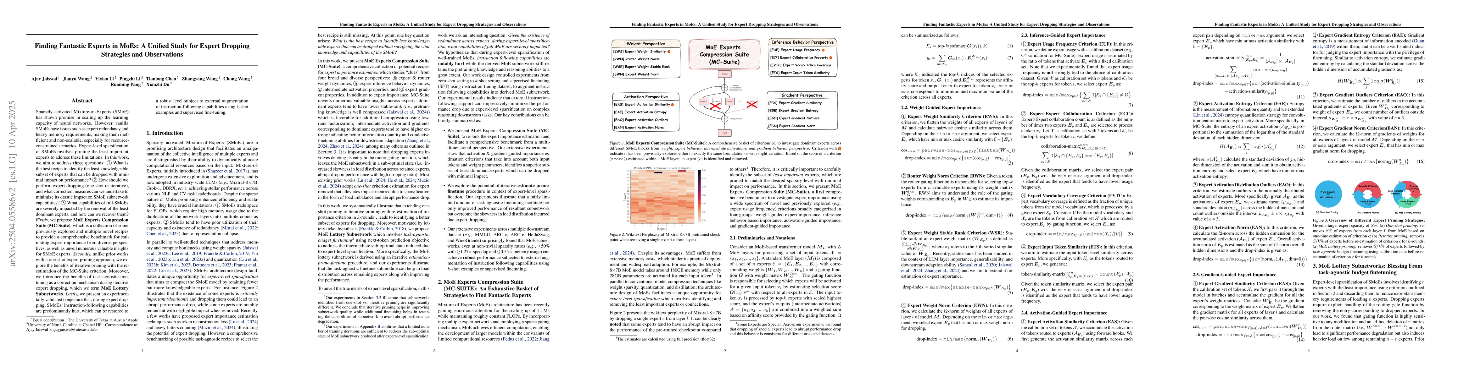 Thumbnail for Finding Fantastic Experts in MoEs: A Unified Study for Expert Dropping
  Strategies and Observations