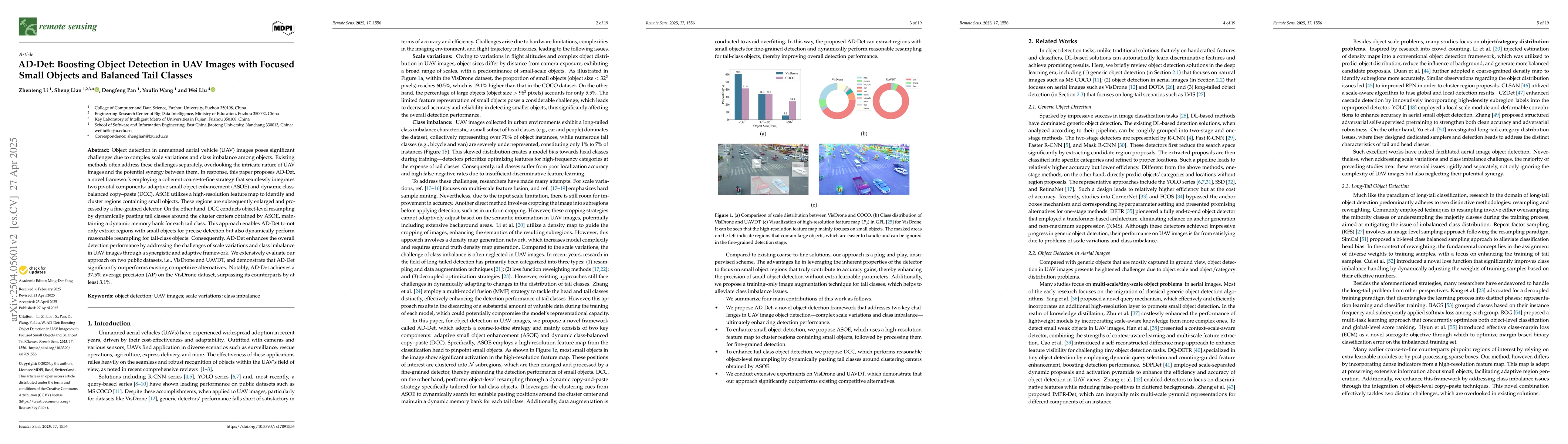Thumbnail for AD-Det: Boosting Object Detection in UAV Images with Focused Small
  Objects and Balanced Tail Classes