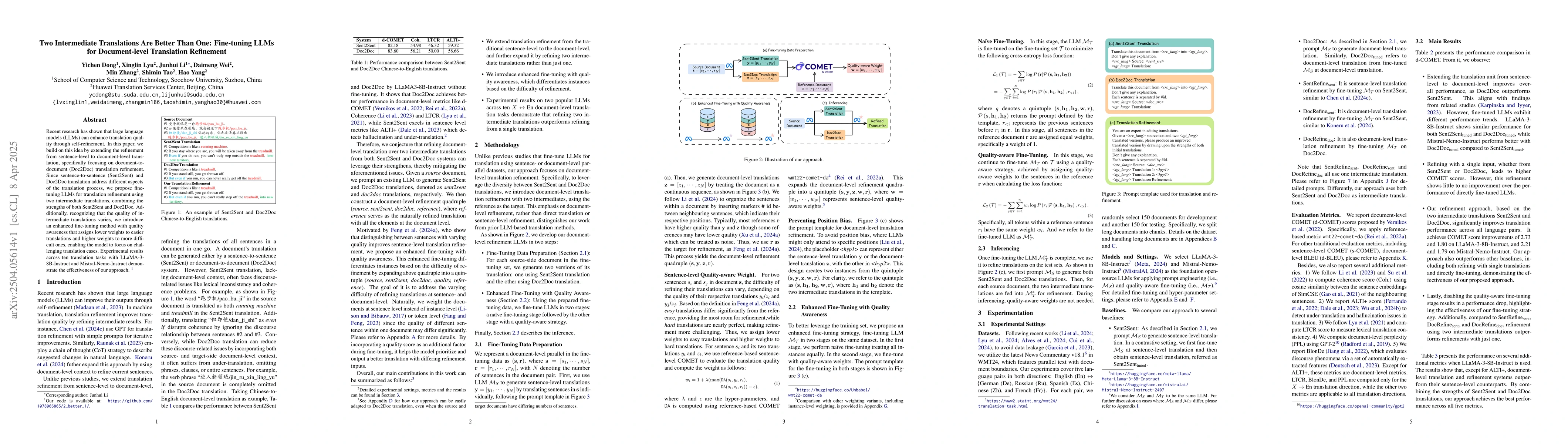 Thumbnail for Two Intermediate Translations Are Better Than One: Fine-tuning LLMs for
  Document-level Translation Refinement