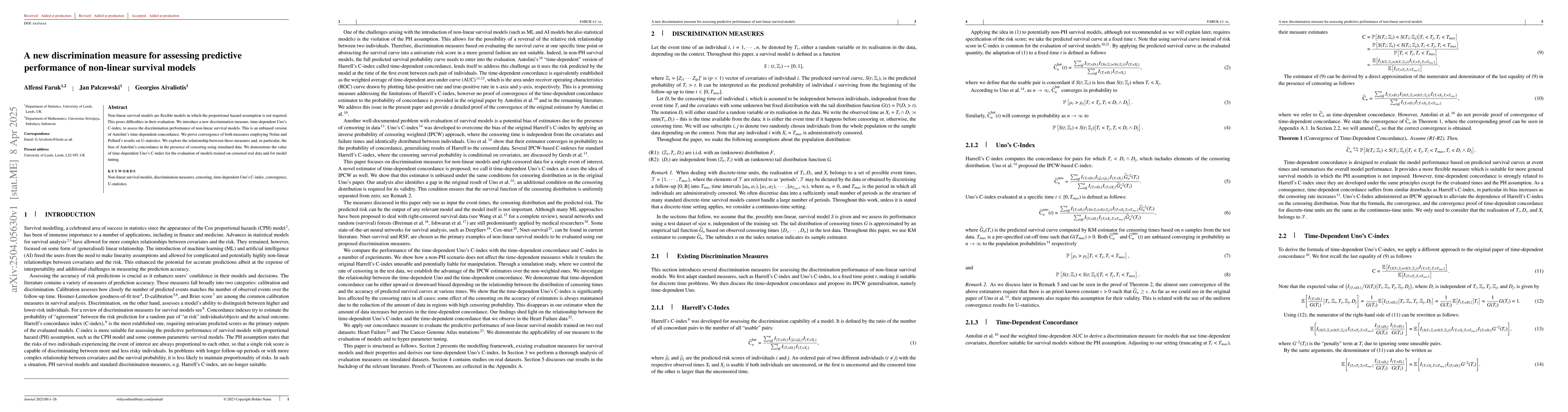 Thumbnail for A new discrimination measure for assessing predictive performance of
  non-linear survival models