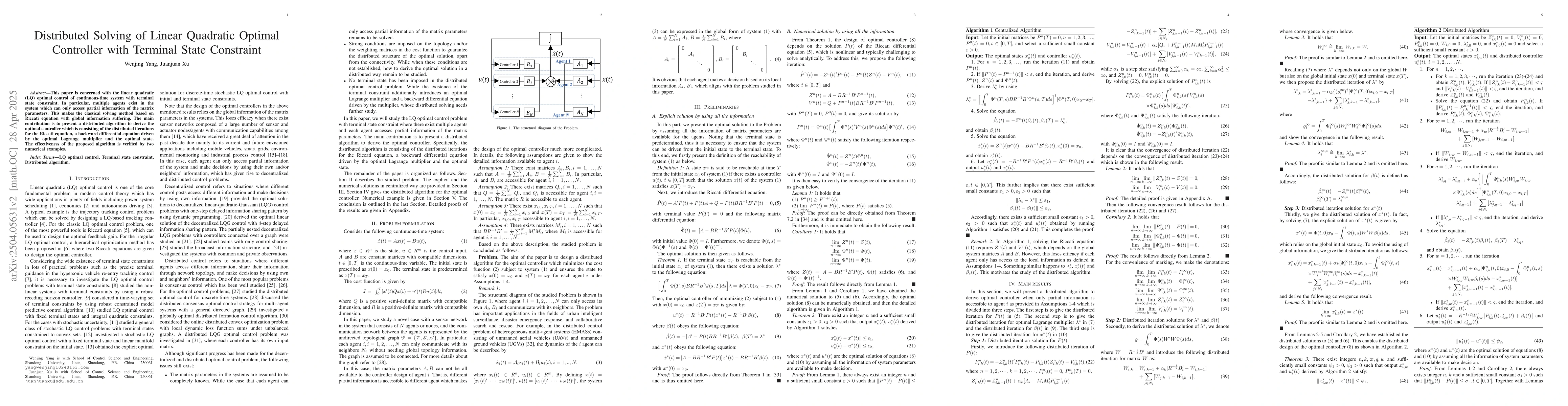 Thumbnail for Distributed Solving of Linear Quadratic Optimal Controller with Terminal
  State Constraint