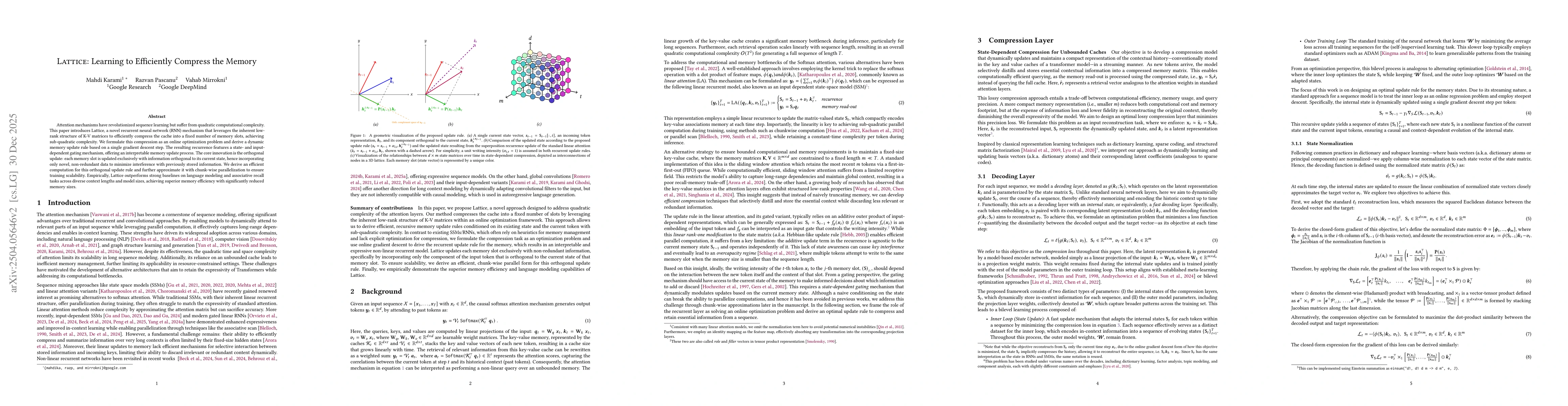 Thumbnail for Lattice: Learning to Efficiently Compress the Memory