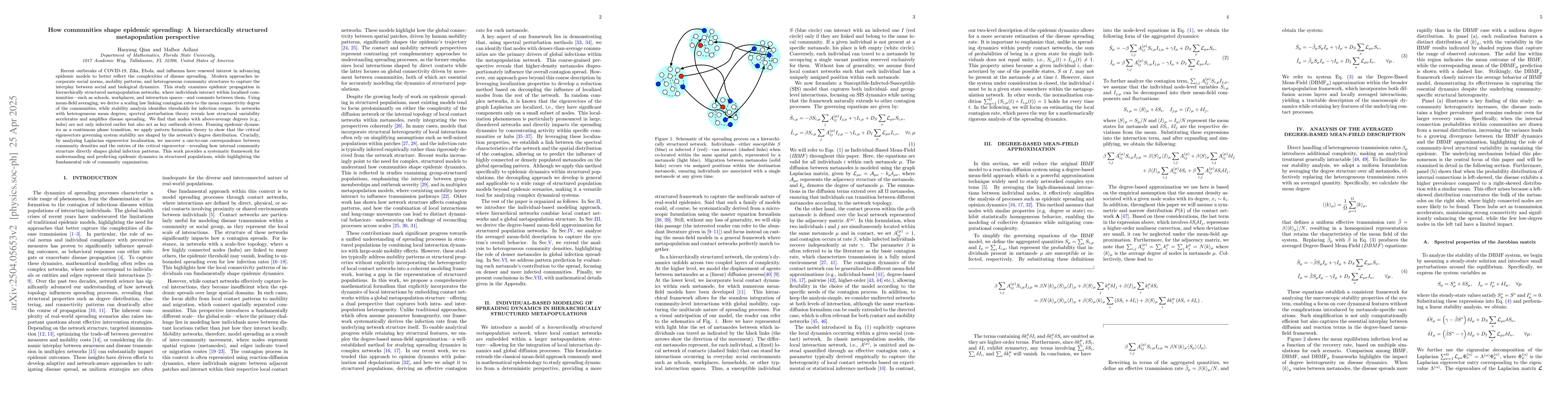 Thumbnail for How communities shape epidemic spreading: A hierarchically structured
  metapopulation perspective