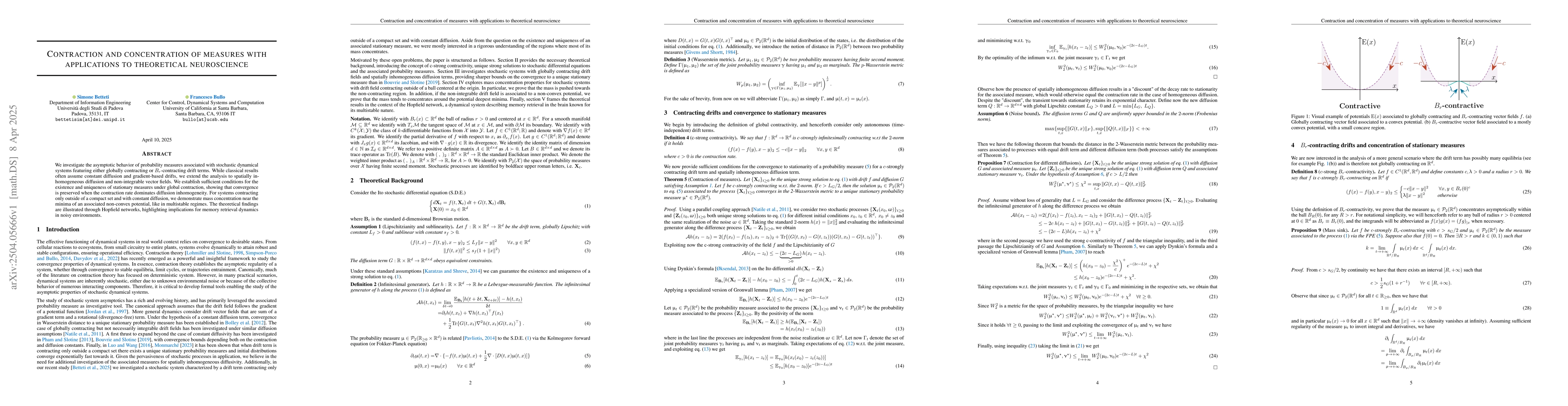 Thumbnail for Contraction and concentration of measures with applications to
  theoretical neuroscience
