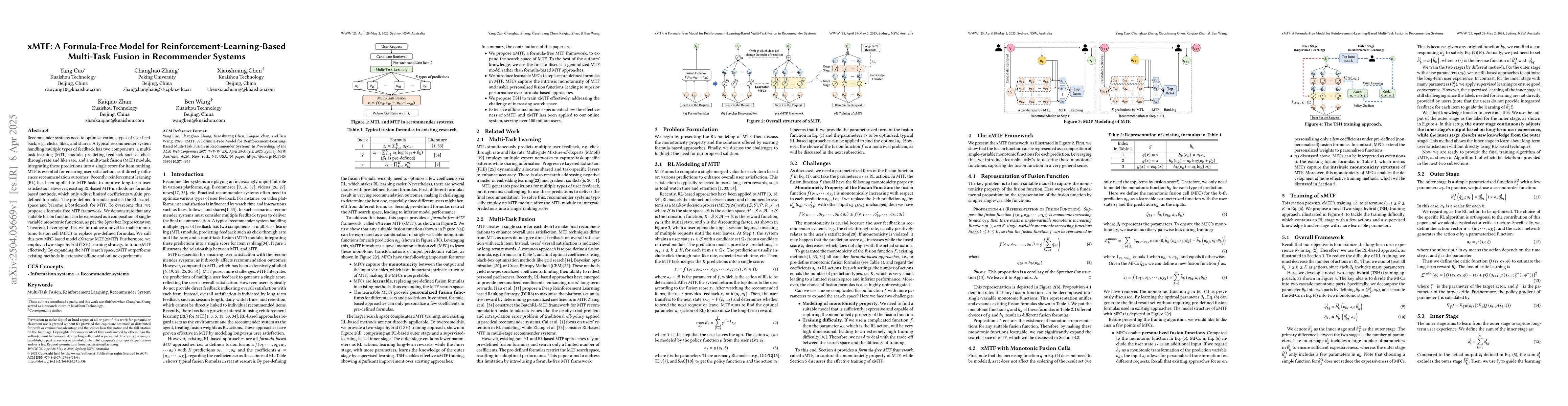 Thumbnail for xMTF: A Formula-Free Model for Reinforcement-Learning-Based Multi-Task
  Fusion in Recommender Systems