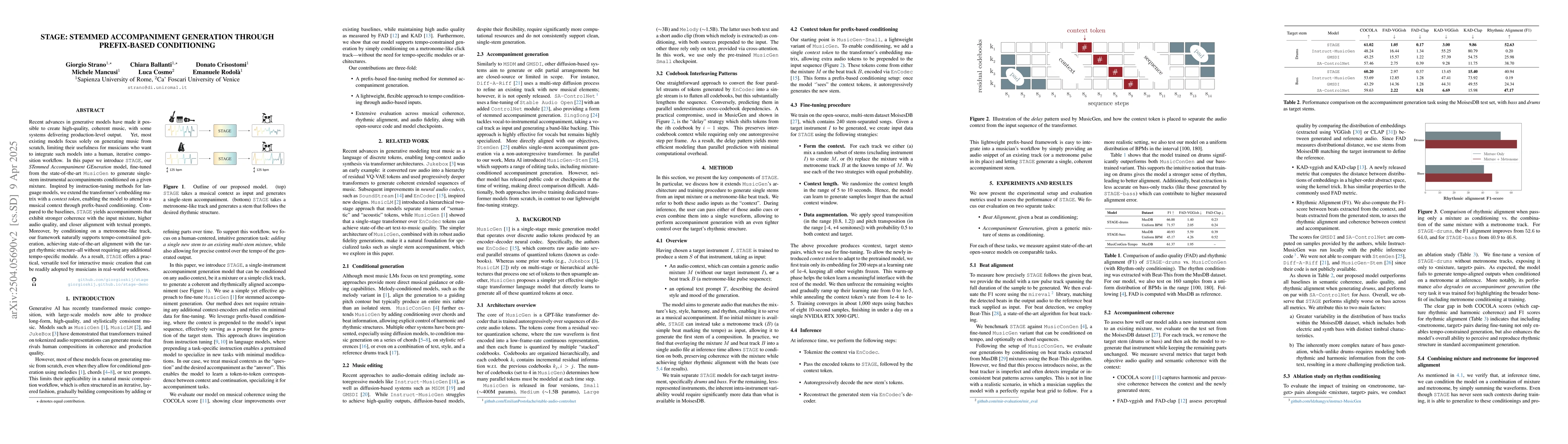 Thumbnail for STAGE: Stemmed Accompaniment Generation through Prefix-Based
  Conditioning