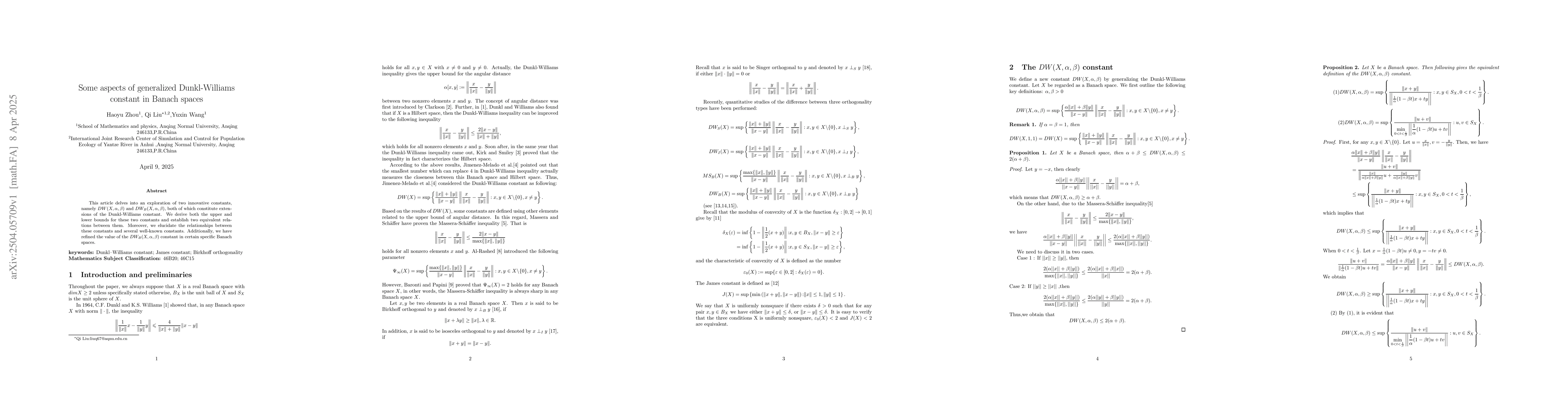Thumbnail for Some aspects of generalized Dunkl-Williams constant in Banach spaces