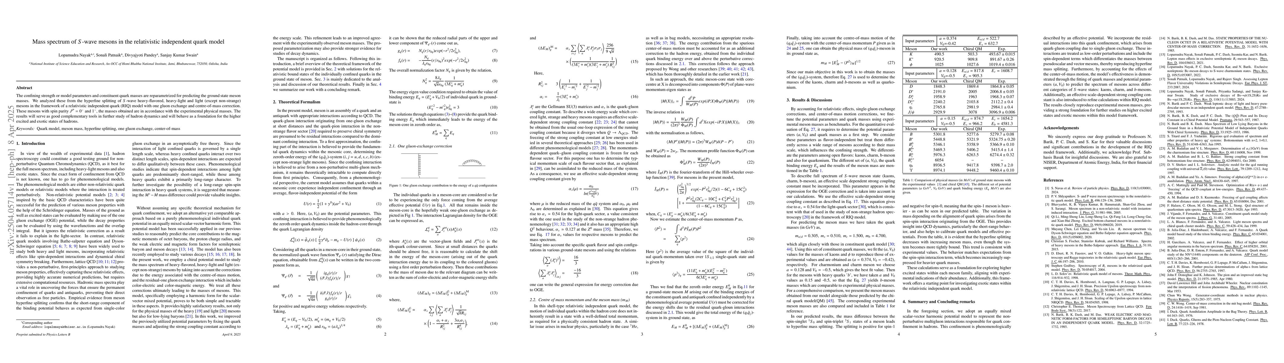 Thumbnail for Mass spectrum of S-wave mesons in the relativistic independent quark
  model