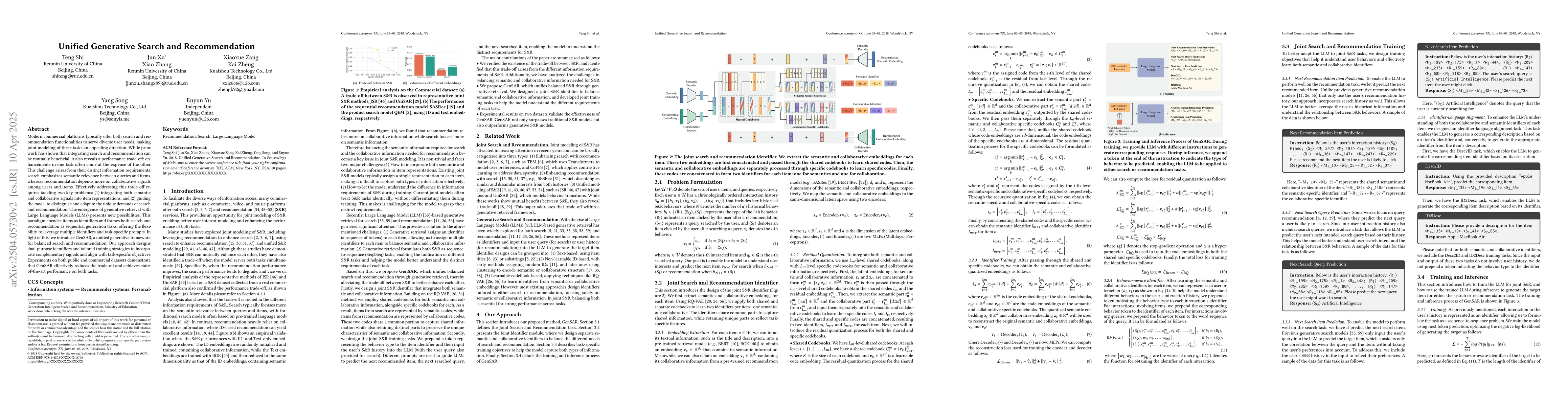 Thumbnail for Unified Generative Search and Recommendation