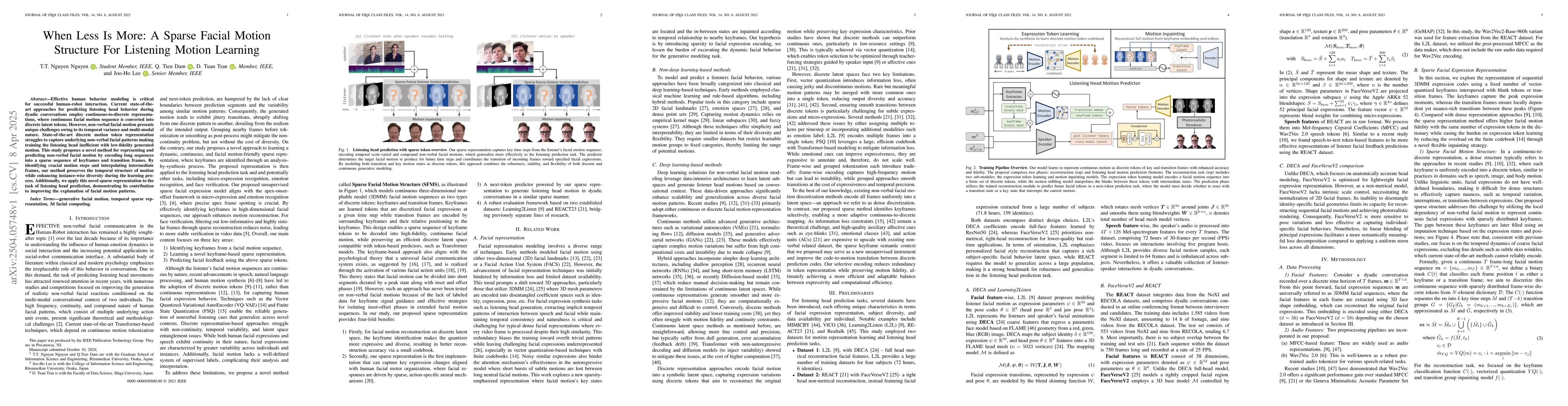 Thumbnail for When Less Is More: A Sparse Facial Motion Structure For Listening Motion
  Learning