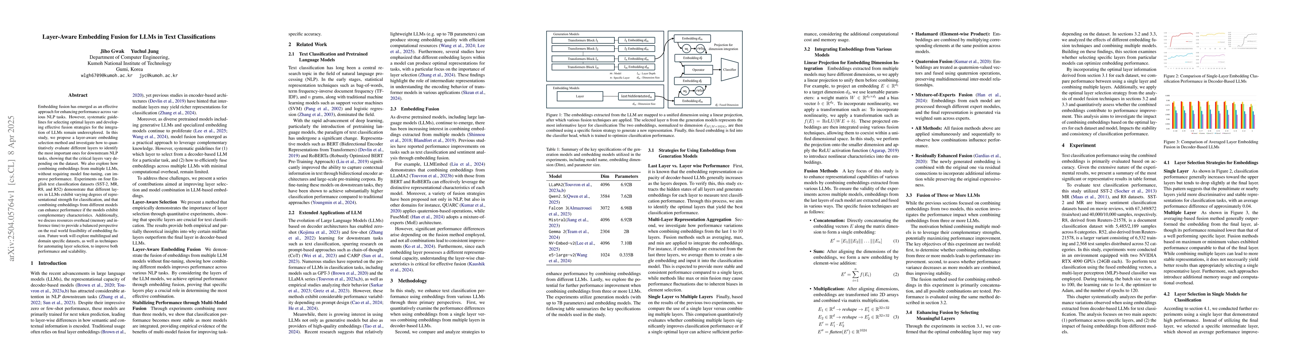 Thumbnail for Layer-Aware Embedding Fusion for LLMs in Text Classifications