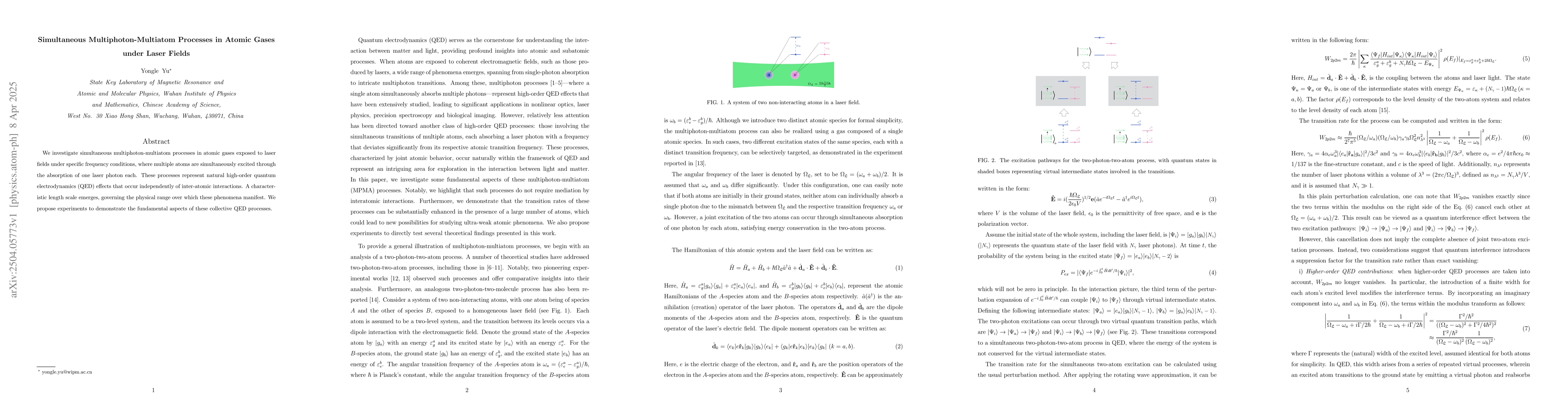 Thumbnail for Simultaneous Multiphoton-Multiatom Processes in Atomic Gases under Laser
  Fields