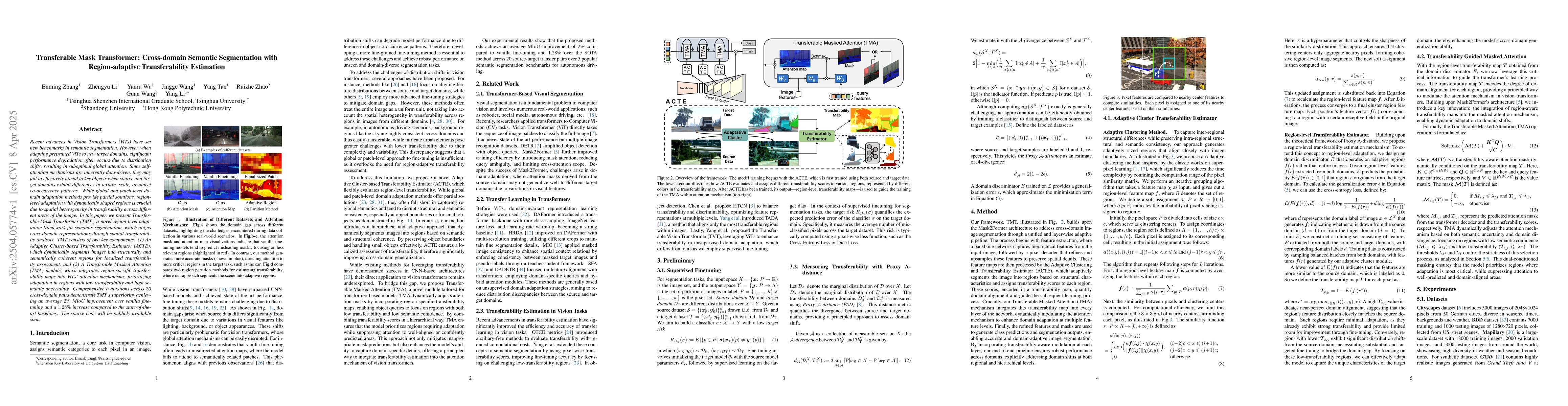 Thumbnail for Transferable Mask Transformer: Cross-domain Semantic Segmentation with
  Region-adaptive Transferability Estimation